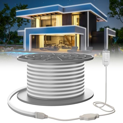 SUCIKORIO Neon Led Strip Lights 50ft / 15m Daylight White 6000K Waterproof IP65 Flexible LED Light Strip AC 110-120V Led Lights for Bedroom, Indoor & Outdoor, Power Adapter Included SUCIKORIO Neon Led Strip Lights 50ft / 15m Daylight White 6000K Waterproof IP65 Flexible LED Light Strip AC 110-120V Led Lights for Bedroom, Indoor & Outdoor, Power Adapter Included
