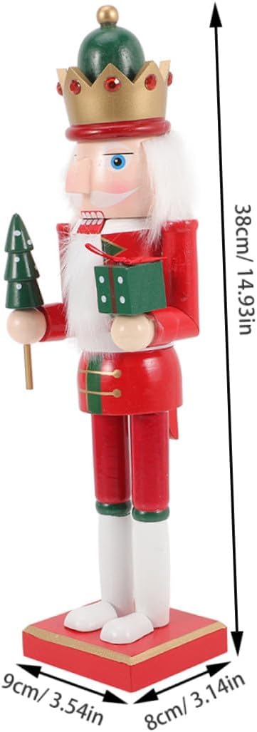 Veemoon Wooden Nutcracker Soldier Christmas Tree Ornament with Box Traditional Decorative Nutcracker for Holiday Table and Shelf Display