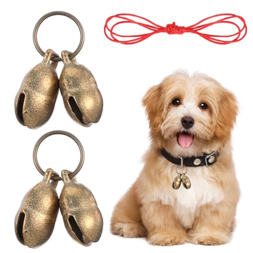 Yuanchu 2 Set Copper Bells for Small Dog Collars, Extra Loud Dog Collar Bells Copper Bell Pet Tracker Training Bells Collar Bell for Pets Tracking Anti Lost Training Pet Collar Pendant Accessories