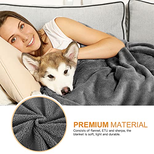 Waterproof Dog Blanket for Couch - Reversible Design 50"x60" Liquid Proof Pet Blanket for Sofa Soft Warm Flannel Sherpa Sleep for Dog Cat - Waterproof Dog Bed Cover Machine Washable - Image 6