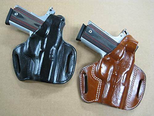 Azula Gun Holsters Leather 2 Slot Molded Thumb Break Pancake Leather Pistol Holster for Glock 26/27 TAN Left Hand