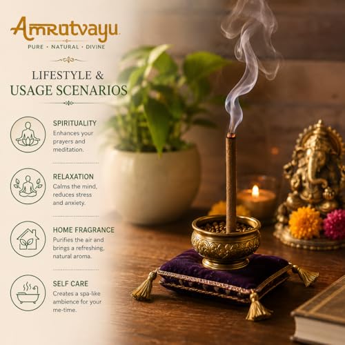 Image of Fantasiya Dhoop Sticks 4 inch 6mm BambooLess Incense for Pooja 40 Sticks | No Charcoal Sticks with Holder Stand | Home, Mediation Relaxation