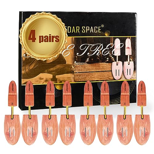Cedar Space Wooden Shoe Stretcher Tree, 6.5-14 Sizes Cedar Wood Shoe Trees,2/4PC Shoe Stretcher for Men, Sneakers,Boots3