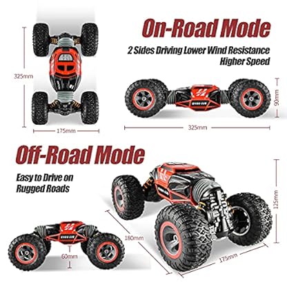 BEZGAR TD141 Ferngesteuertes Auto – 4WD 2.4GHz RC Auto für Kinder, Verwandeln Auto Spielzeug Stunt car mit…