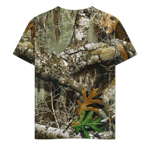 Autumn Hunting Tree Camo Pattern Men's V Neck T-Shirts Short Sleeve Casual Stylish Summer Tops2
