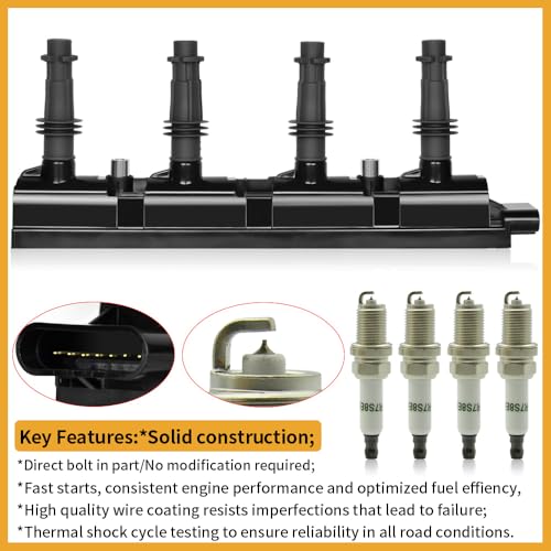 Image of UF669 Ignition Coil Pack with 4 1675 Iridium Spark Plugs # D521C 55577898