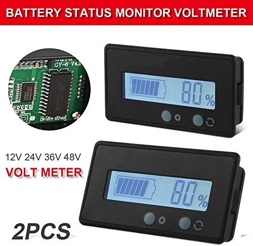2 stuks LCD batterij capaciteitsmeter, waterdichte 12V/24V/36V/48V loodaccu statusindicator, lithium batterij… - Afbeelding 4