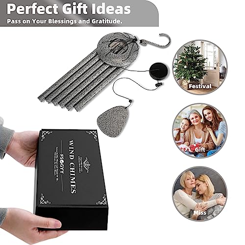 FSVGYY Wind-Chimes-Outdoor-Deep-Tone, Large Soothing Melodic Tones Windchimes, Wind Chimes for Outside, Memorial Wind Chimes Best Gift for Mom Women Grandma Neighbors(32" Silver Coated Aluminum)