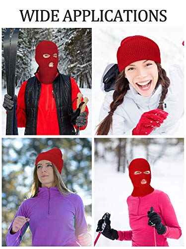 Image of SATINIOR 3 Holes Ski Mask Full Face Cover Outdoor Balaclava Winter Knitted Neck Gaiter for Halloween Sports Cycling