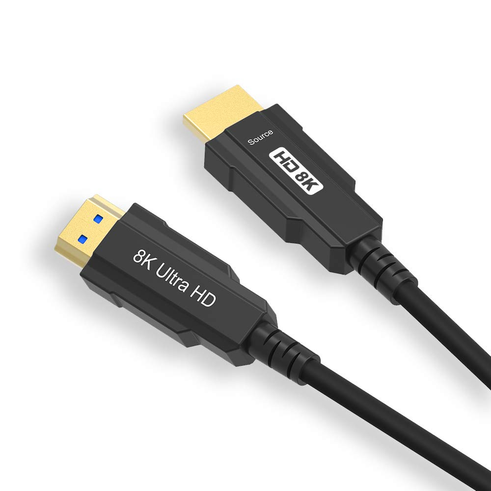 8K Optic HDMI 2.1 Cable Real UHD HDR 8K 48Gbps 8K@60Hz 4K@120Hz HDMI Cable de Fibra Compatible con HDCP2.2 3D para HDMI PS4 SetTop Box HDTVs Proyectores(15m 50ft)
