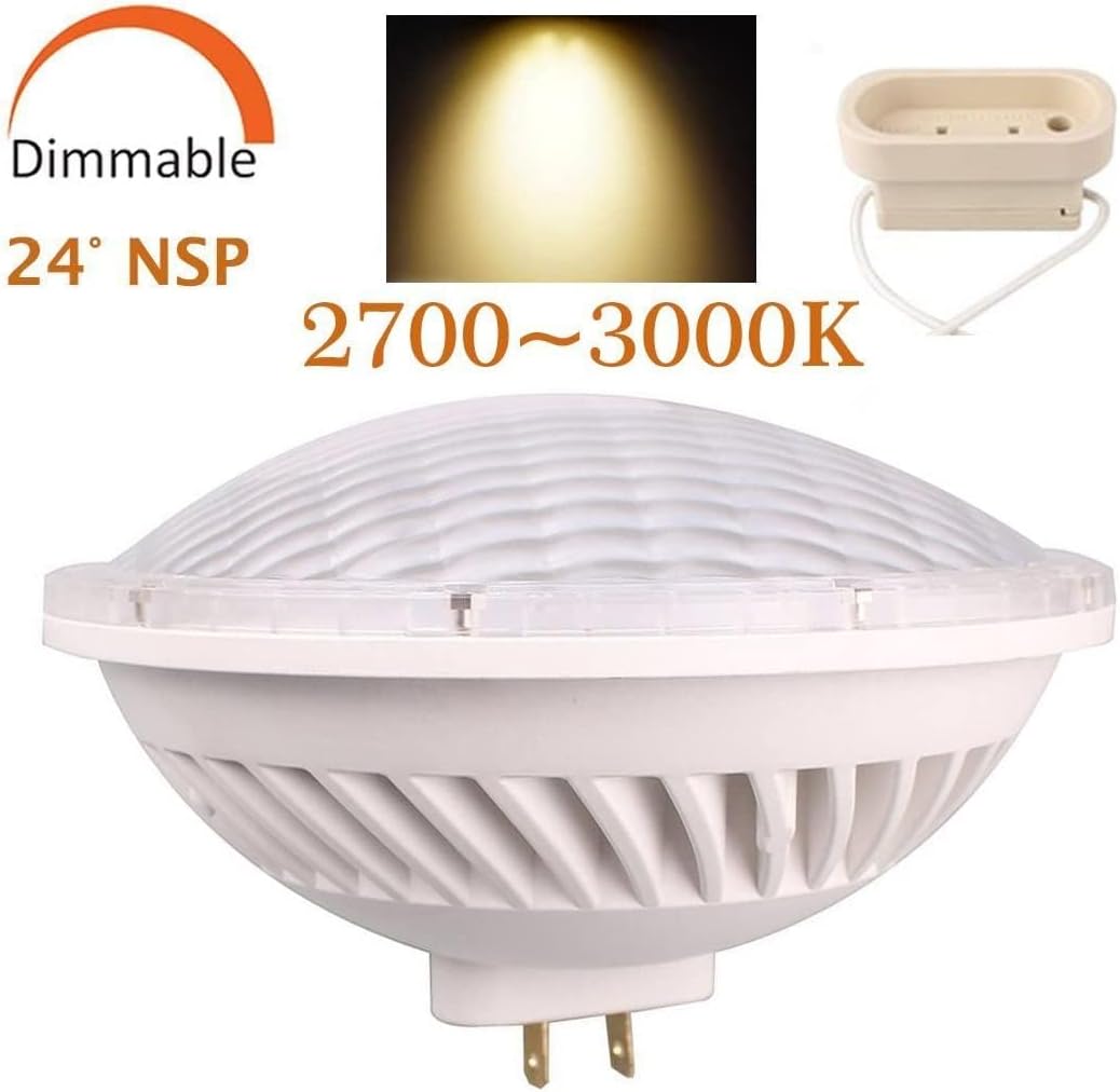 Dimmable PAR56 LED Bulb 300 Watt Replacement Soft White 3000K NSP 24 Degree Base GX16D for DJ/Club/Stage/Church Ceiling Lighting