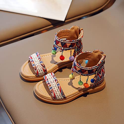 Ethnic Style Girls' Sandals Summer Baby Toddler Sandals Soft Soled Children's Sandals Children's Water Shoes Toddler Boy (Red, 12 Little Child)4