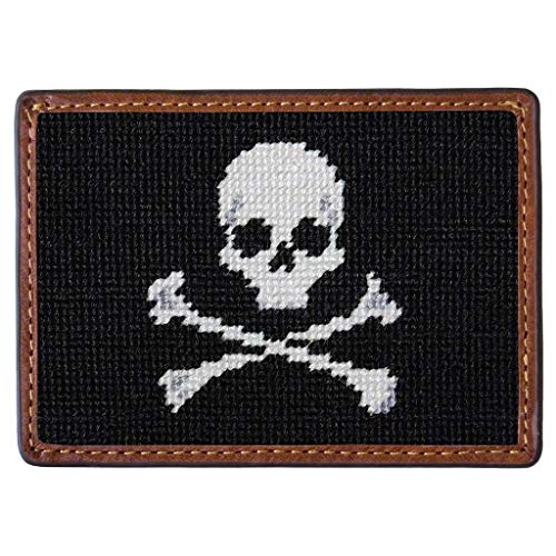 Jolly Roger Needlepoint Credit Card Wallet in Black by Smathers & Branson2
