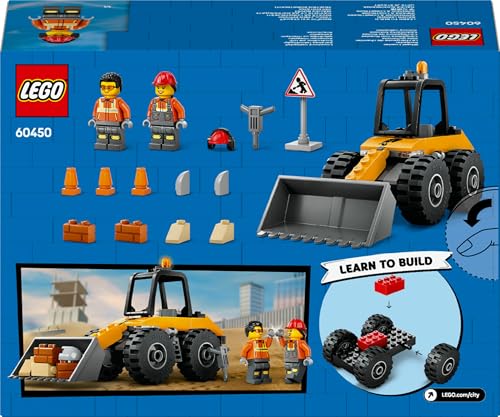 LEGO City Radlader - Spielzeugbagger für Kleinkinder, Mädchen und Jungen ab 4 Jahren - Fahrzeug Spielset - Montessori Geschenkideen für die Vorschule - Set mit 2 Bauarbeiter Minifiguren 60450