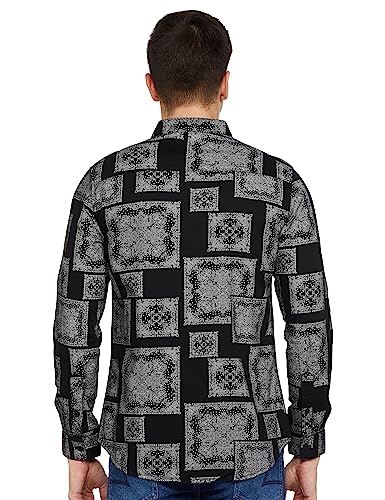 Image of Spykar Men's Regular Fit Raised Collar Full Sleeve Printed Casual Shirts