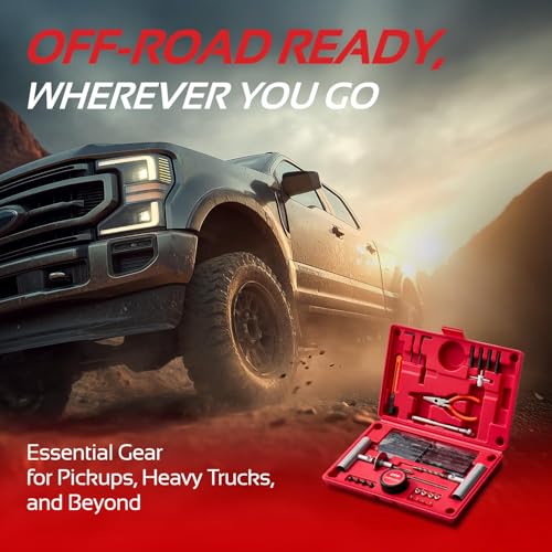 Image of CTR Heavy Duty Tire Plug Kit - 68pcs All-in-One Universal Tire Repair Kit with Plugs, Professional Tools for Tubeless Tyre Flats for Cars, Truck, RV, SUV, ATV, Motorcycle, Tractor, Trailer - GE0001