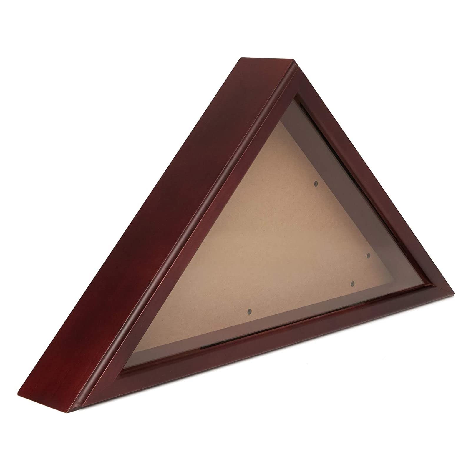 Juvale American Flag Display Case for Memorial Service and Veteran Burial, Glass Shadow Box for Military Flags (Cherry Wood Finish, 24.7 x 12.4 x 3.5 in)