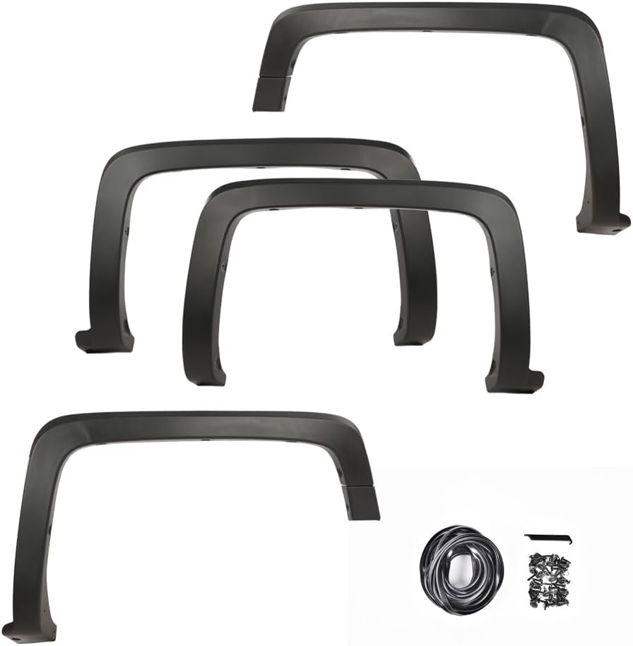 ANDPLAY Fender Flares 4PCS Compatible with Chevy Silverado 1500 2014-2018 Fit Silverado 2500HD 3500HD 2015-2019 (Only fit models with fleetside bed Not for dually models) Black