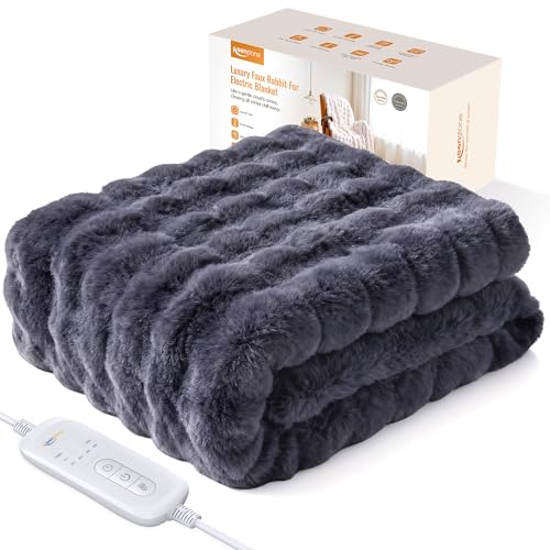 Keenstone Manta Eléctrica De Lujo Con Pelo Sintético, 8 Niveles De Calor, Temporizador De 10 Horas, Protección Contra Sobrecalentamiento, Certificación Oeko-Tex, Suave Y Mullida Para Toda La Familia,