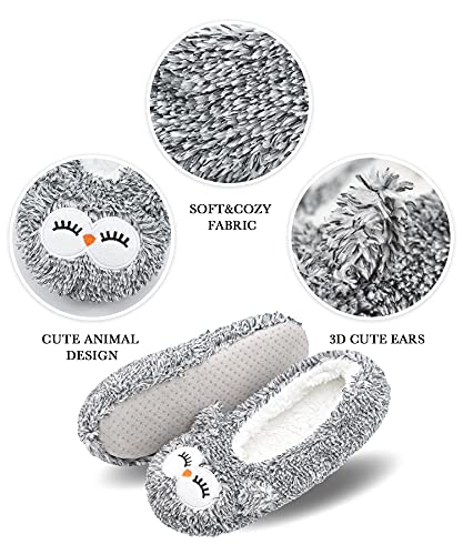 Image of DICUIRD Womens Animal Soft Sole Slipper Socks with Grippers-Fuzzy House Cute Slippers