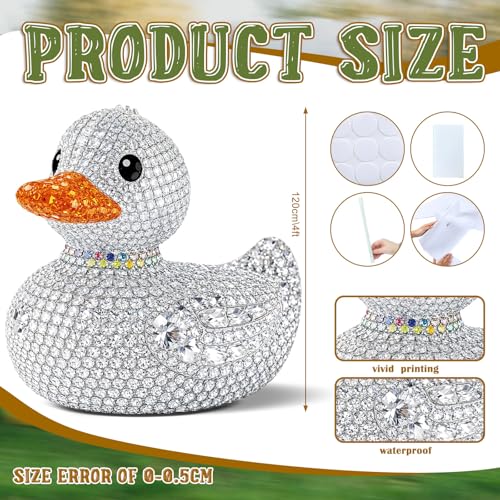 Image of Geelin 4 ft Rhinestone Duck Cardboard Cutout Standup Bling Theme Party Decoration Life Size Giant Rubber Duck Backdrop Photo Prop for Shiny Birthday Baby Shower Wedding Party Decoration Supplies