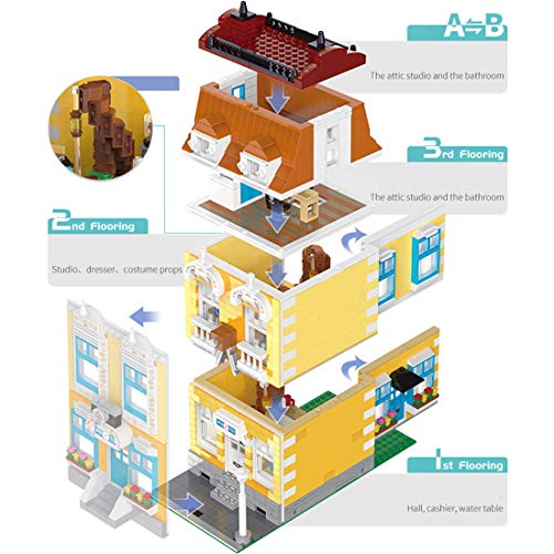 ZJLA Modular Haus Architektur Modellbausteine 1773 Klemmbausteine Fotostudio Bauset mit Figuren Haus Modellbau… – Bild 3