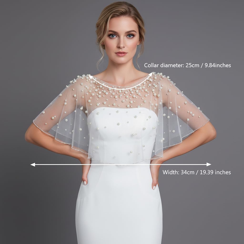 Pearls Wedding Capes Shawl Wrap Shrug Bridal Evening Dress Jackets Flapper Bolero Cover Up for Party Formal - Image 5