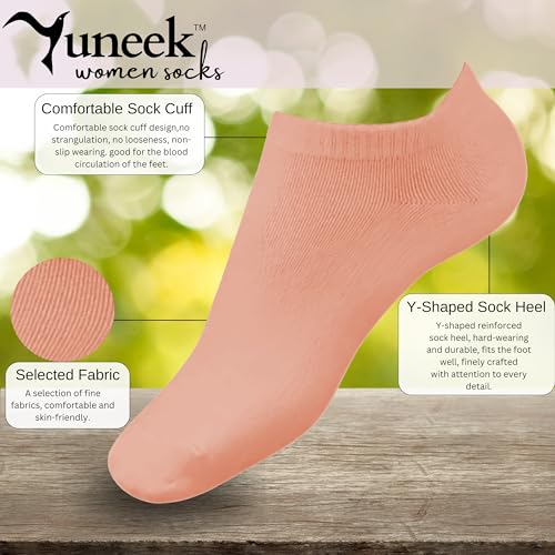 Image of Yuneek Women's Ankle Length Low Cut Cotton Socks Pack Of 3