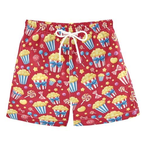 Boys Swim Trunks Quick Dry UPF 50+ Beach Board Shorts Kids Bathing Suits Swimsuit 2T Popcorn Lollipops Candies