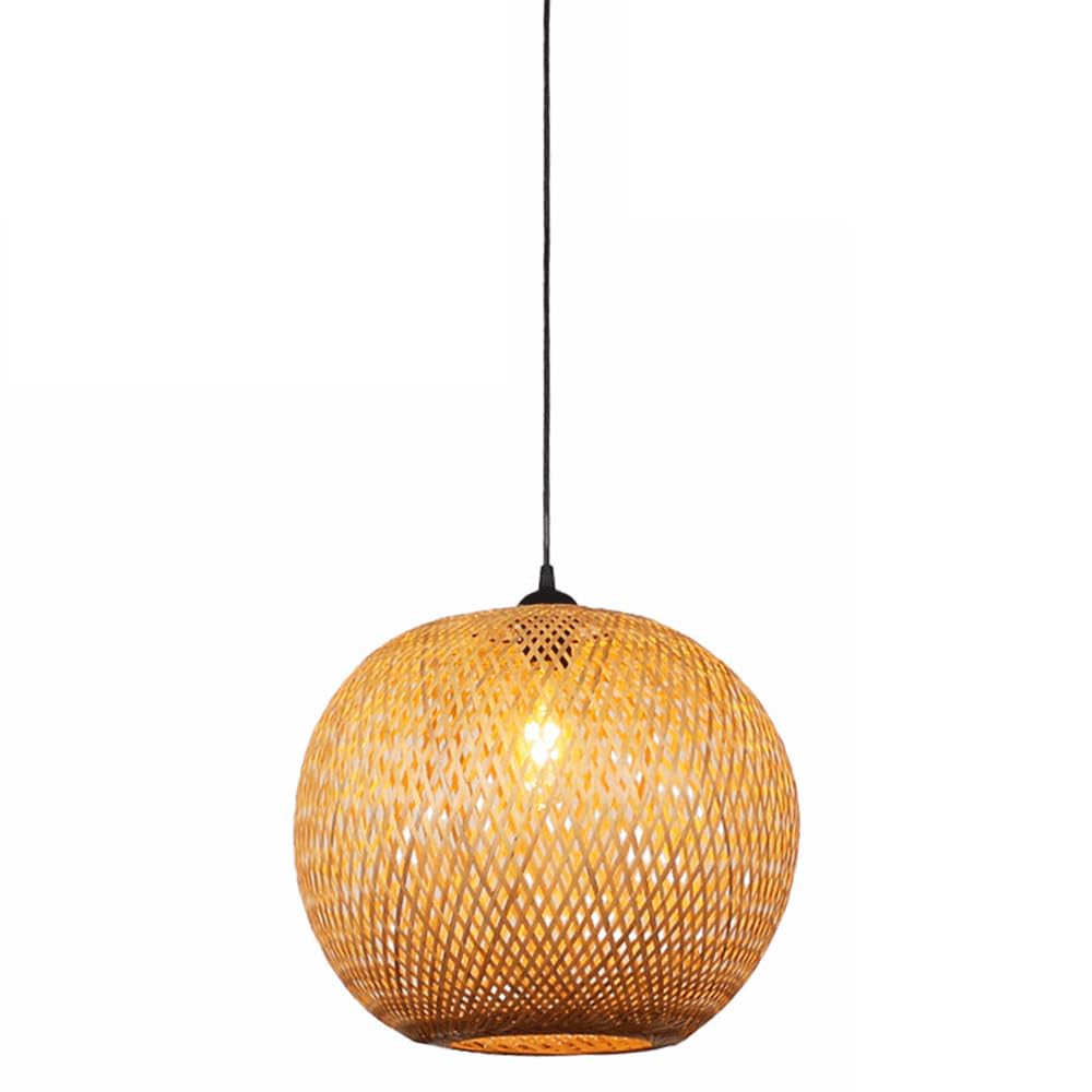 CJSLXGBL Hand-Woven Bamboo Hanging Lighting Fixtures Boho Light Fixture E27 Ceiling Hanging Light Vintage Chandeliers Coastal Pendant Light Farmhouse Lampshade For Dining Room Kitchen Island Hallway
