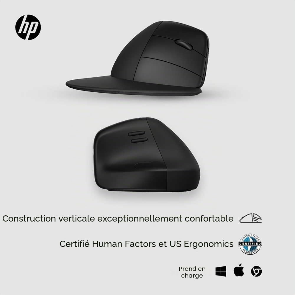HP 920 - Mouse verticale - ergonomico - 6 pulsanti - wireless - 2,4 GHz, Bluetooth 5.3 - ricevitore wireless (USB)
