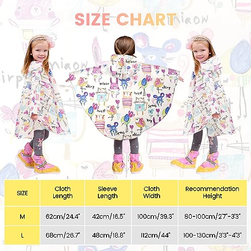Image of LAMA Kid's Rain Poncho with Hooded, Reusable Waterproof Girl Rain Jacket, Lightweight Boy Girl Cute Rain Poncho for 3-7 Year