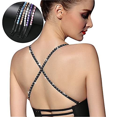 Pqiqp 621-BRA STRAP Women'S Replacement Bra Strap Rhinestone Invisible Elastic Adjustable Removable Shoulder Straps Tops Dress Decoration Multi Color 5Pairs /Pack thumb #1