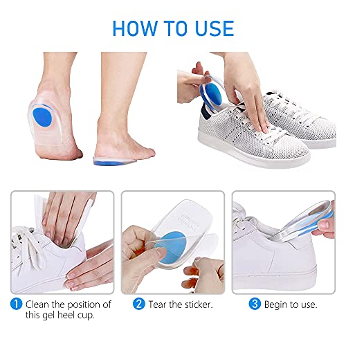 Image of Dr.Pedi Heel Cups for Heel Pain 3 Pairs Gel Silicone Heel Pads Heel Lifts for Achilles Tendonitis Inserts for Women Insole Shoe for Plantar Fasciitis Relief