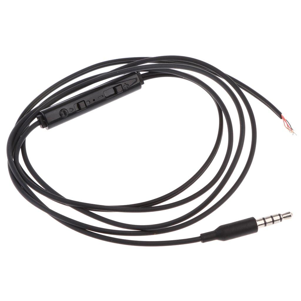 2x3.5mm diy earphone audio cable with mic volume control headphone wire black| cables & adapters| ipod, audio player accessories | portable & headphones |consumer electronics