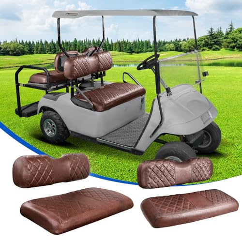 Nokins 4Pcs Golf Cart Diamond Seat Covers Kit Brown Brown 8438