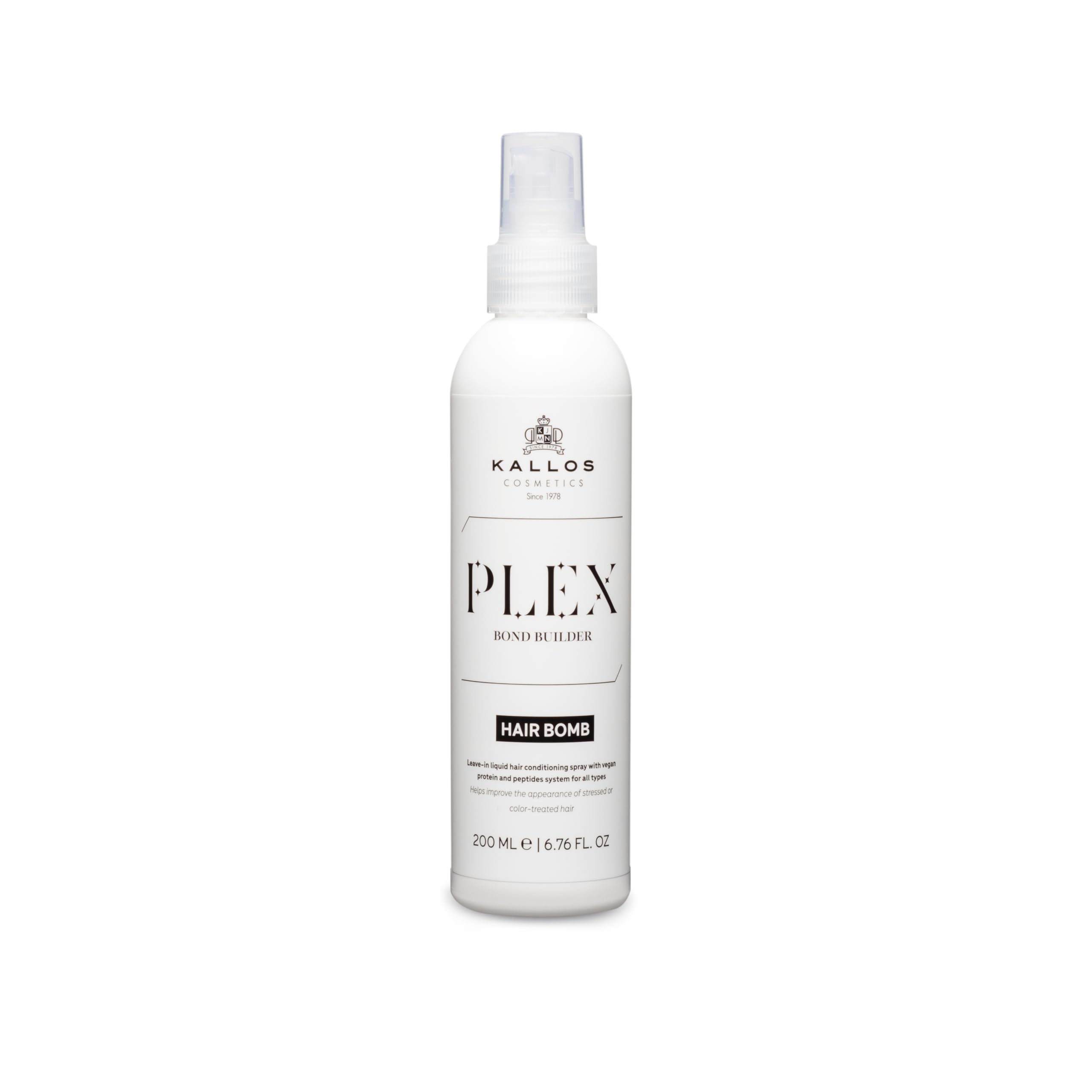 Kallos Plex Bond Builder Hair Bomb Leave-In Liquid Hair Care Spray with Vegan Protein and Peptide Complex 200 ml – 6.76 Fl Oz