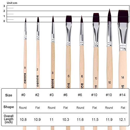 Bosobo Paint Brushes Set, 8 Pcs Professional Round-Pointed Artist Paintbrushes For Watercolor Oil Acrylic Gouache Painting, Face Body Art, Rock, Wood, Models & Crafts, Long Handle Adults Paint Brush #TOP2