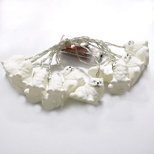 Miniatura 5 de Amants01 Guirnalda de luces de gato persa, 5 pies4.9 ft, 10 luces LED alimentadas por pilas, lindas luces de animales para fiesta en el hogar,