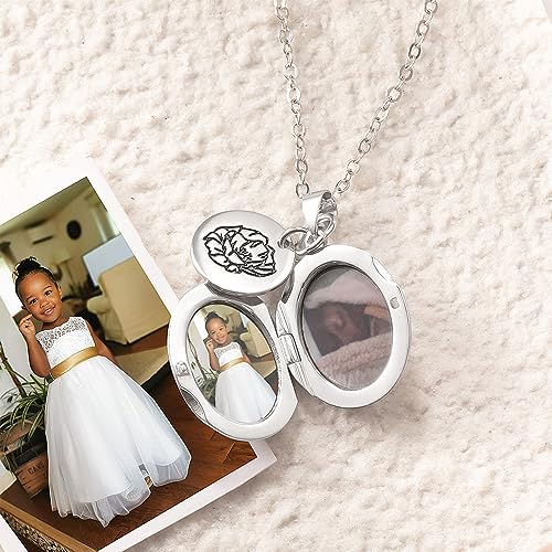 AILIN Custom Women Locket Necklace With Picture 925 Sterling Silver/Brass Personalized Birth Flower Name Photo Necklace For Her Birthday Gifts For Mom Daughter Girlfriends2