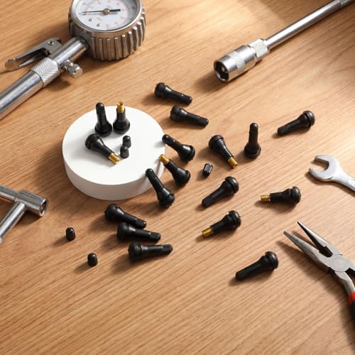 Image of Tallew 50 Pieces TR413 Tire Valve Stems, Rubber Snap-in Tubeless, Black | for 0.456 Inch Rim Holes Car Tubeless Tires, Standard Length Replacement, Bulk for Auto Repair Shops, Black Snap in Design