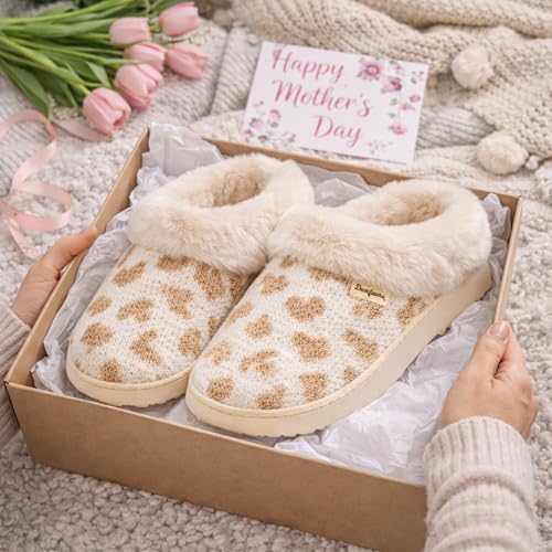 Image of Dearfoams Women's Memory Foam Cozy Soft House Slippers Gifts for Women Hannah Knit Clog House Shoes