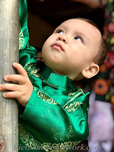 Ao Dai, Vietnamese Traditional Dress for Boys - Green Ao Dai for Boy/Size#4 - similar to US Size 2T3