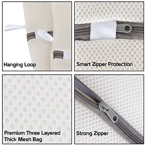 Image of Zollyss Laundry Bag for Clothes Mesh - Dual-Layer Mesh Bags for Washing Machine, Storage & Travel, Blouses, Bras, Hosiery, Lingerie, Jeans, 5-Pack
