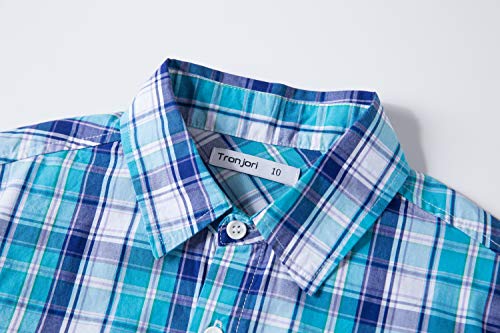 Tronjori Boys' Short Sleeve Button Down Woven Shirt(6,Cobalt Navy) #TOP3