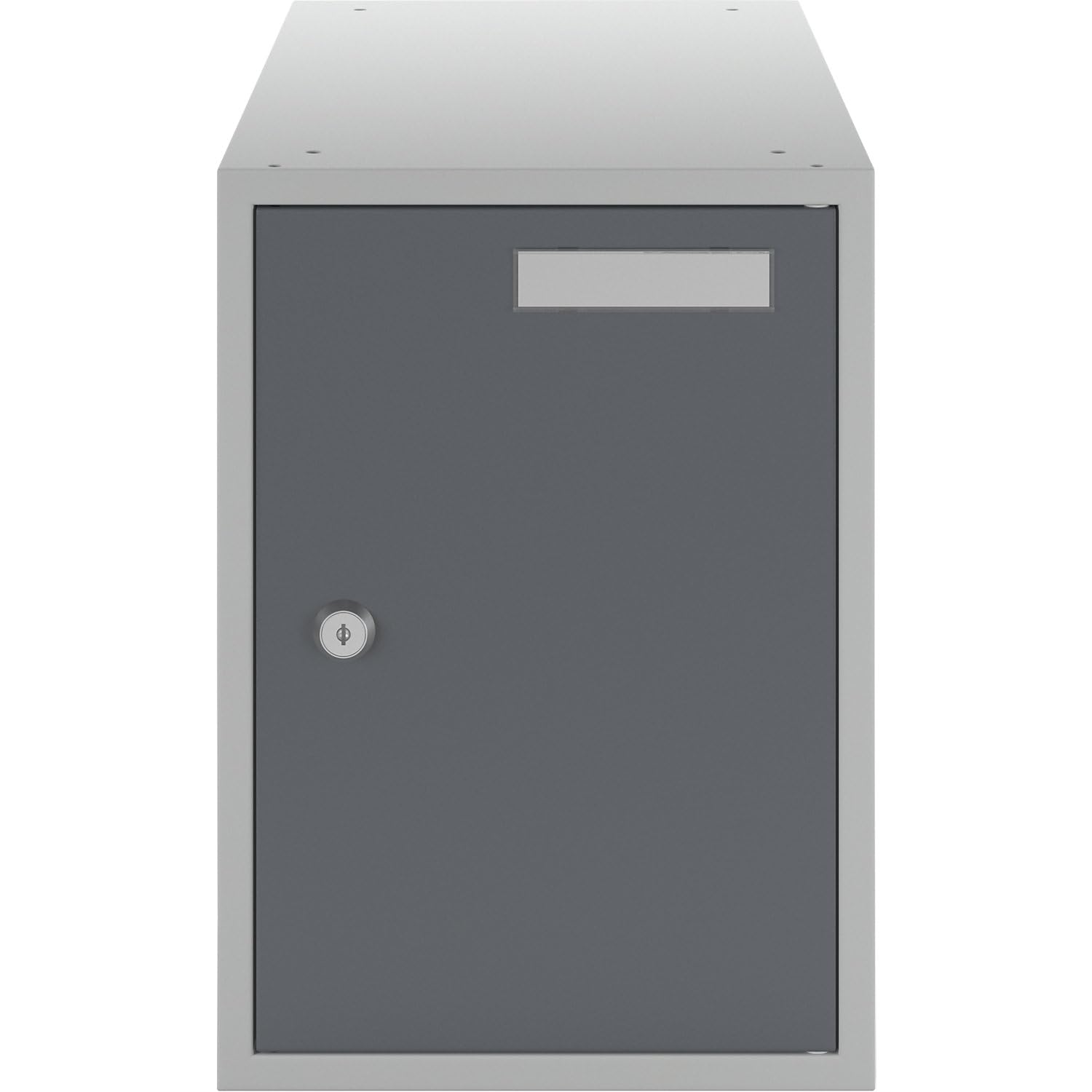 Casier verrouillable 350 x 250 x 450 mm porte en tôle pleine gris clair/gris basalte