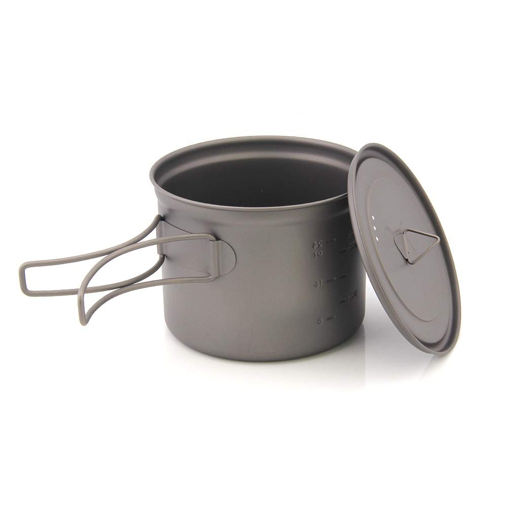 TOAKS - Tazza in puro titanio, ultraleggera, con coperchio e manico pieghevole