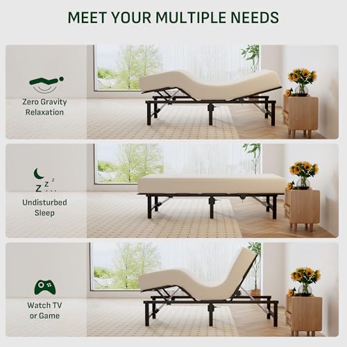 Image of Softa Twin XL Adjustable Bed Base, Head & Foot Incline (60 /40), Holds Up to 900 Lbs, Zero Gravity, Wireless Remote w /LED, Memory Presets, USB Charging Ports, Quiet Dual Motor, Easy Assembly
