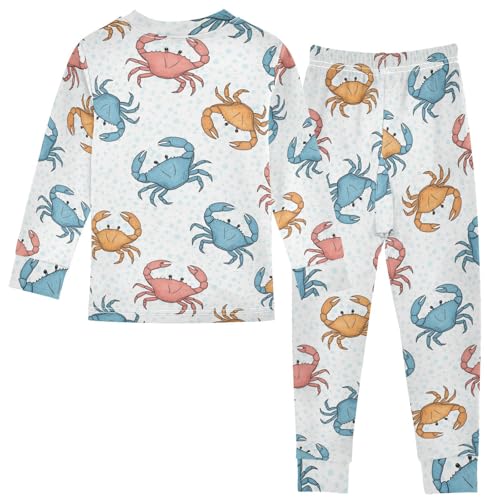 Pajama Sets Long Sleeve Crab Pattern with Colors Soft Comfy Sleepwear 2 Piece PJS 3-8T3