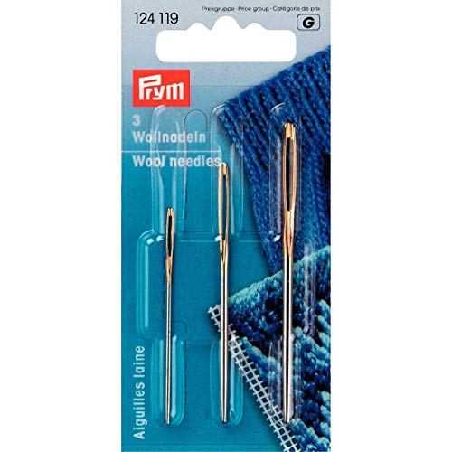 Prym 124119 Wool And Tapestry (Smyrna) Needles With Gold Eye No. 1 & 3; 70X2.40 Mm 60X1.90 Mm, 2 Pieces